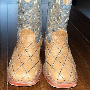 Roper Kids Boots in Tan and Blue